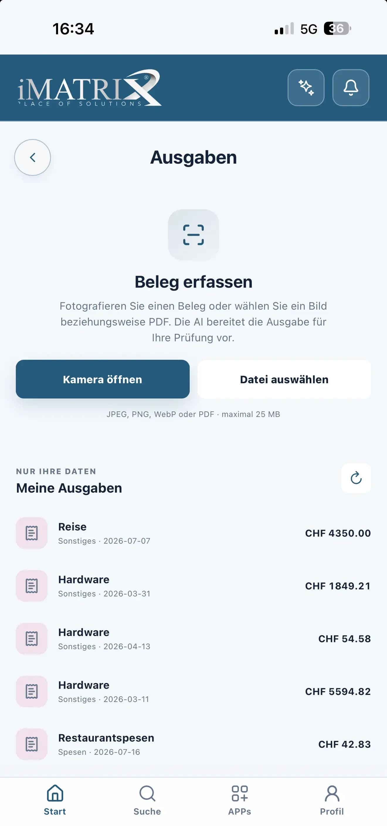 iMATRIX Ausgaben in der App
