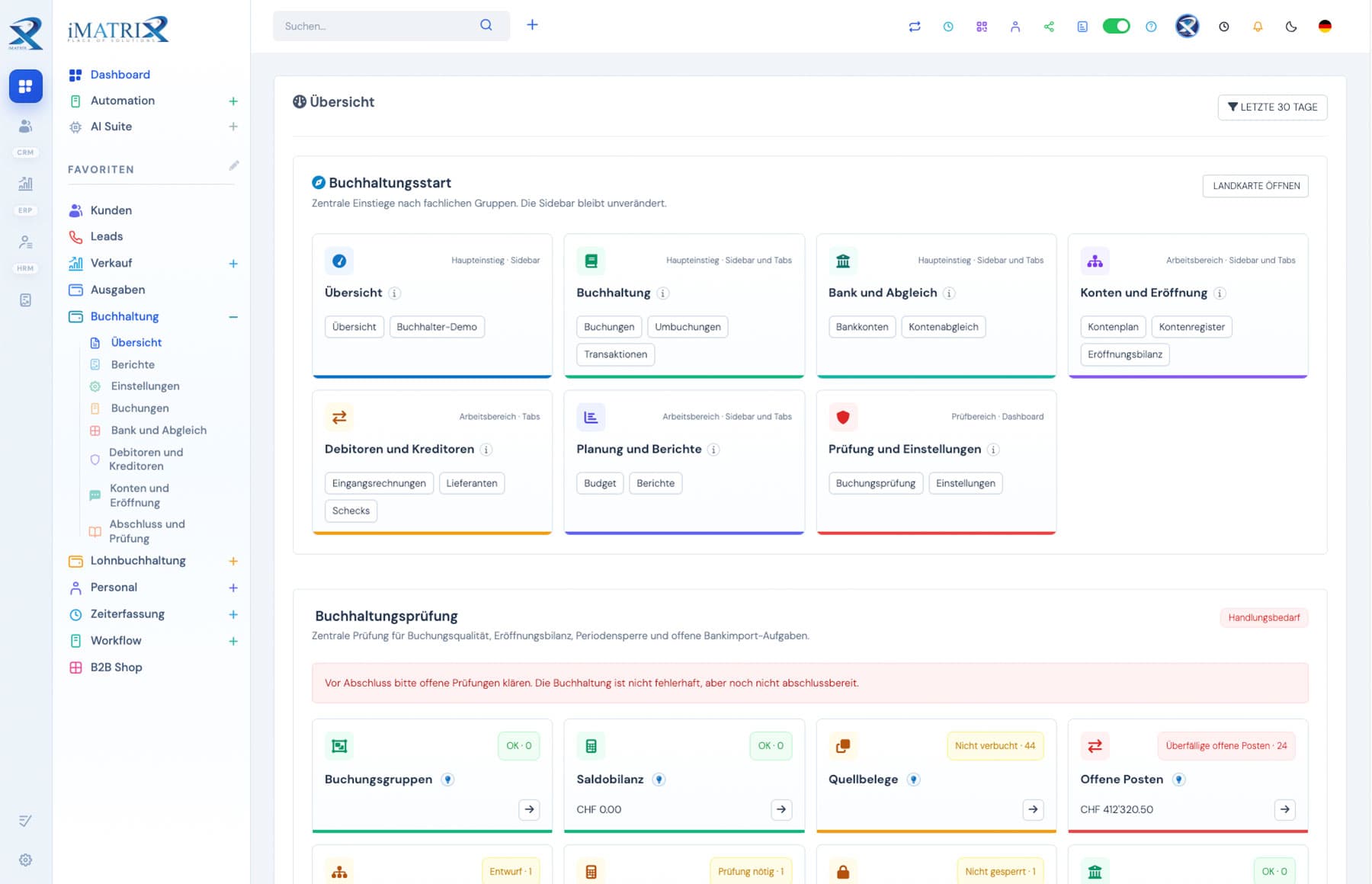 iMATRIX ERP Dashboard