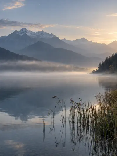 Türkiser Bergsee mit herbstlichen Bäumen