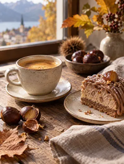 Birnendessert auf einem blauen Teller